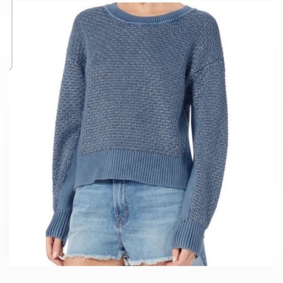 rag & bone Sweaters - Rag & Bone Kyra Crew Metallic Pullover Sweater Blue SZ S Crop Chunky Loose Knit